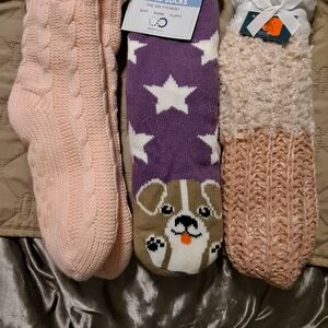Cozy Knit Socks Set in Pink and Purple